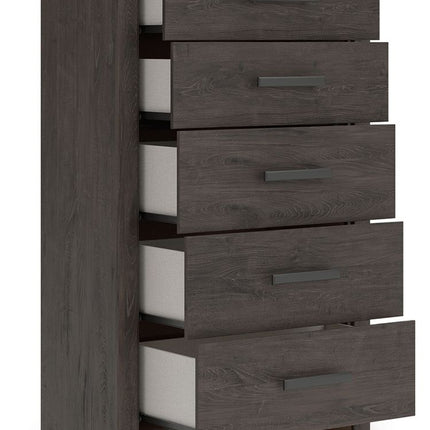 Prendonea - Five Drawer Chest - Charcoal
