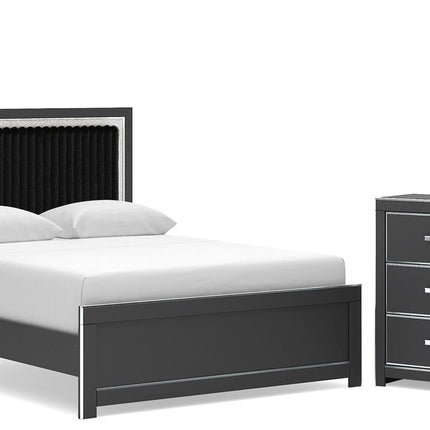 Zuraleus - 4 Pc. - Queen Upholstered Bed With Roll Slats, Dresser, Mirror And Nightstand - Black