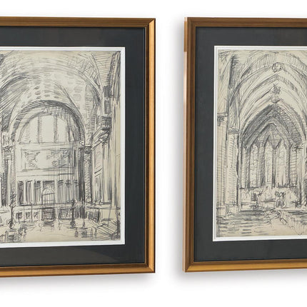 Downyard - Wall Art Set (Set of 2) - Black / Beige