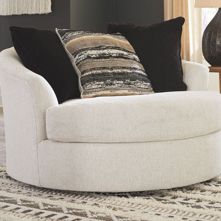 Cambri - Oversized Round Swivel Chair - Snow