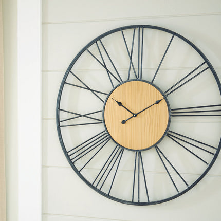 Brockett - Wall Clock - Black / Natural