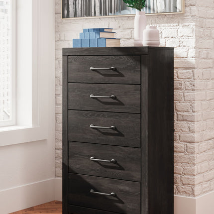 Hollivern - Five Drawer Chest - Dark Gray
