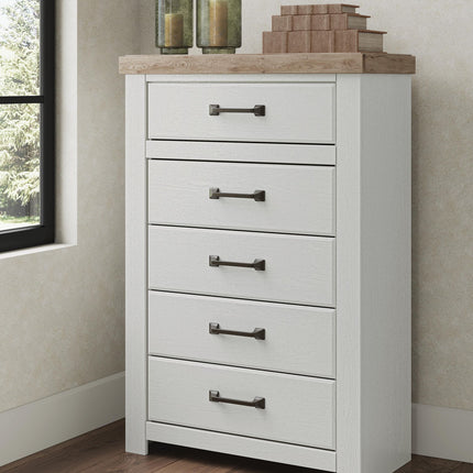Savonport - Five Drawer Chest - White / Brown
