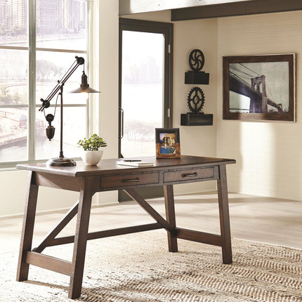 Baldridge - Home Office Large Leg Desk - Rustic Brown