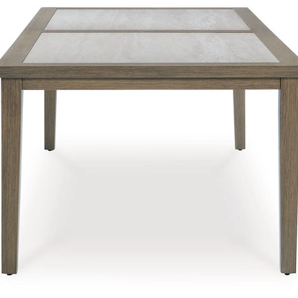 Rainier Ranch - Rectangle Dining Table With Umbrella Option - Brown / Beige