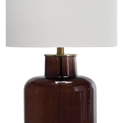Mette - Glass Table Lamp - Brown / Gold Finish