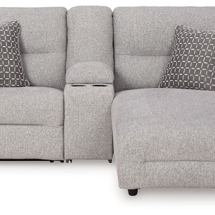 Acklen Place - 4 Pc. - 3-Piece Power Reclining Sectional Sofa With Raf Chaise, Wide Seat Power Recliner - Pewter