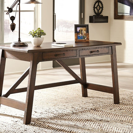 Baldridge - Home Office Large Leg Desk - Rustic Brown