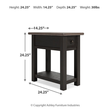 Tyler Creek - Chair Side End Table - Black / Gray