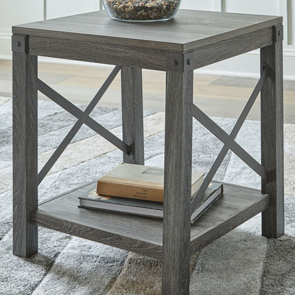 Freedan - Square End Table - Grayish Brown