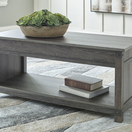 Freedan - Rect Lift Top Cocktail Table - Grayish Brown