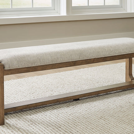 Cabalynn - Large Uph Dining Room Bench - Oatmeal / Light Brown