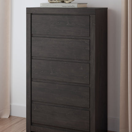 Fraluna - Five Drawer Chest - Charcoal
