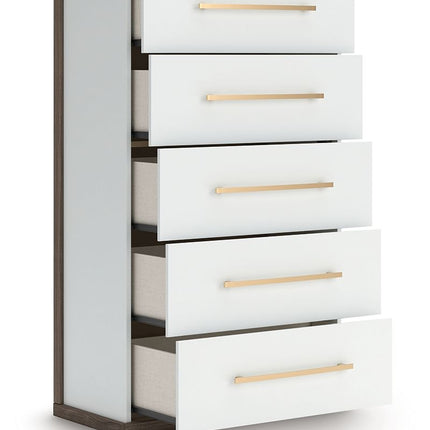 Kendanport - Five Drawer Chest - Brown / White