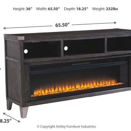 Todoe - 2 Pc. - 65" TV Stand With Wide Fireplace Insert - Gray
