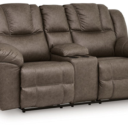 Lowilla - Double Reclining Loveseat With Console - Driftwood