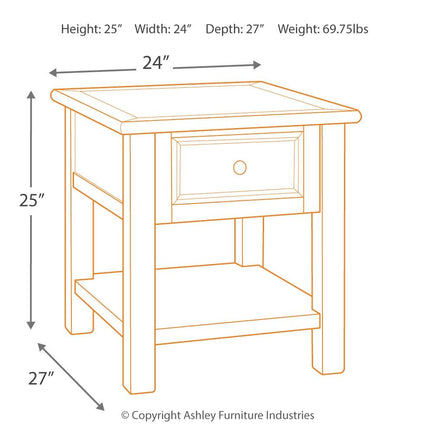 Bolanburg - Rectangular End Table - White / Brown / Beige