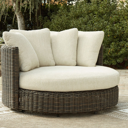 Kimora - Swivel Lounge Chair With Cushion - Beige / Dark Brown