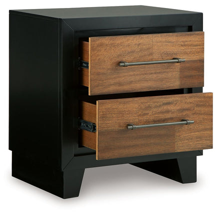 Kraeburn - Two Drawer Night Stand - Brown / Black
