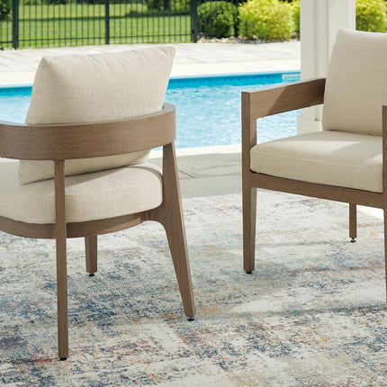 Serene Bay - Arm Chair With Cushion (Set of 2) - Dark Brown / White