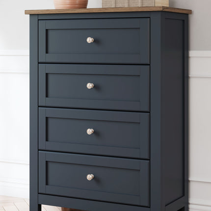Landocken - Four Drawer Chest - Brown / Blue