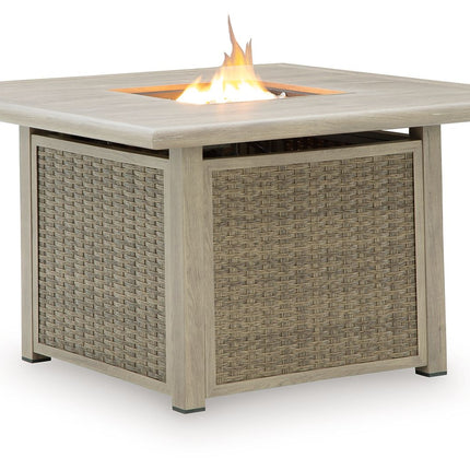 Cliff Trails - Square Fire Pit Table - Beige