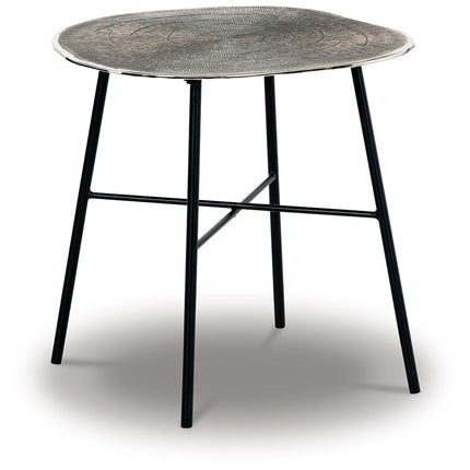 Laverford - Round End Table - Chrome / Black