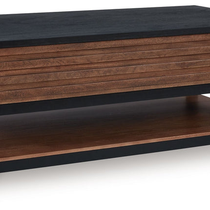 Kallari - Lift Top Cocktail Table - Warm Brown / Black