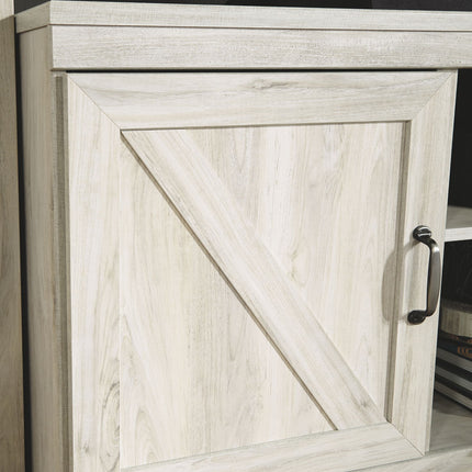 Bellaby - 63" TV Stand With Faux Firebrick Fireplace Insert - Whitewash