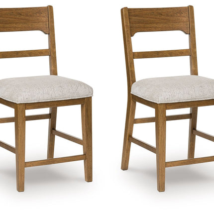 Cabalynn - Upholstered Barstool (Set of 2) - Oatmeal / Light Brown
