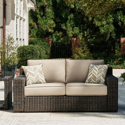 Coastline Bay - Loveseat W/Cushion - Brown