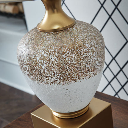 Tavisburg - Glass Table Lamp - Brown / White / Gold