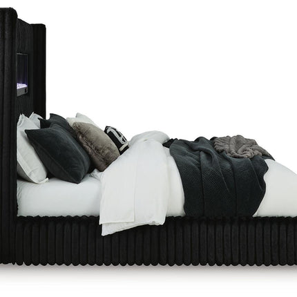 Tayleena - Upholstered Bed With Fireplace And Wireless Audio