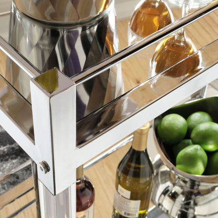 Chaseton - Bar Cart - Clear / Silver Finish