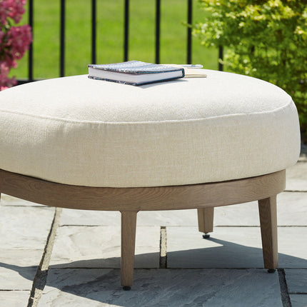 Serene Bay - Ottoman With Cushion - Dark Brown / White