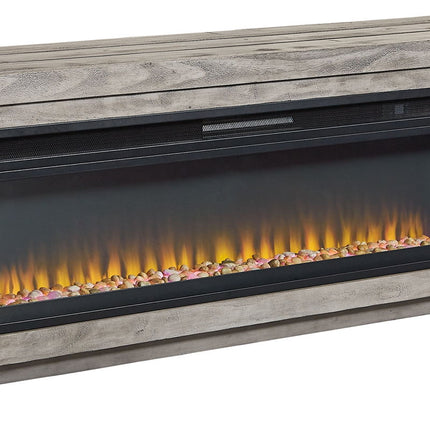 Naydell - 92" TV Stand With Wide Fireplace Insert - Gray