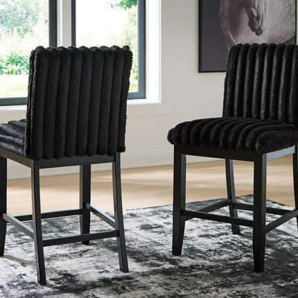 Mervannie - Upholstered Barstool (Set of 2) - Black