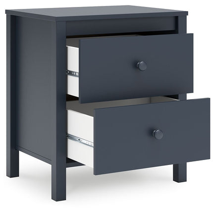 Simmenfort - Two Drawer Night Stand - Navy Blue