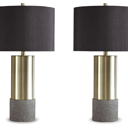 Jacek - Metal Table Lamp (Set of 2) - Gray / Brass Finish