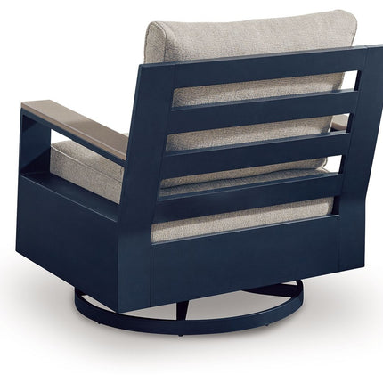 East Beach - Swivel Glider Chair With Cushion - Blue