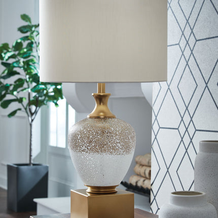 Tavisburg - Glass Table Lamp - Brown / White / Gold