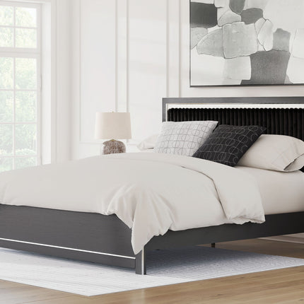 Zuraleus - Upholstered Panel Platform Bed With Roll Slats