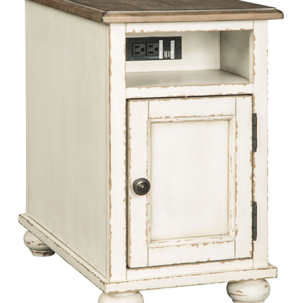 Realyn - Chair Side End Table - AC / USB - White / Brown