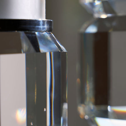 Brentley - Candle Holder Set (Set of 2) - Clear / Silver Finish