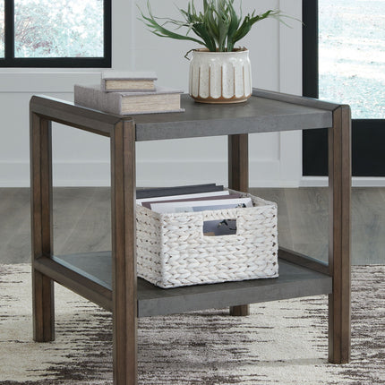 Kallenny - Rectangular End Table - Brown / Gray