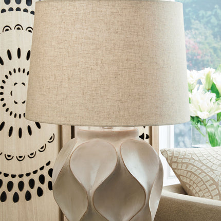 Edselham - Paper Table Lamp - Distressed Cream