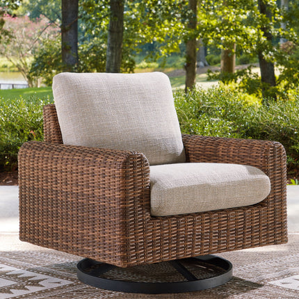 Dolan Creek - Swivel Lounge With Cushion - Gray / Brown