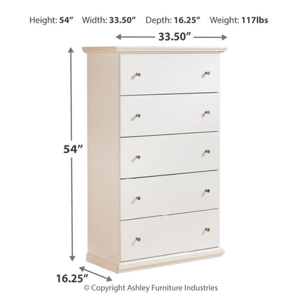 Bostwick Shoals - Five Drawer Chest - White