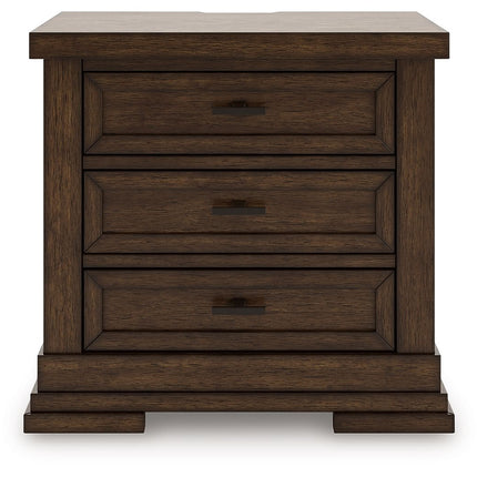 Taffenbrook - Three Drawer Night Stand - Medium Brown