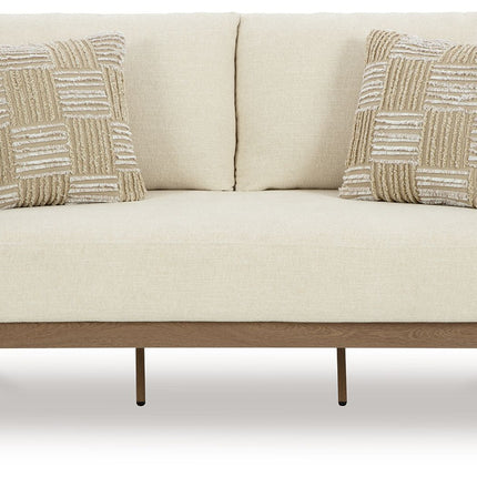 Serene Bay - Loveseat With Cushion - Dark Brown / White